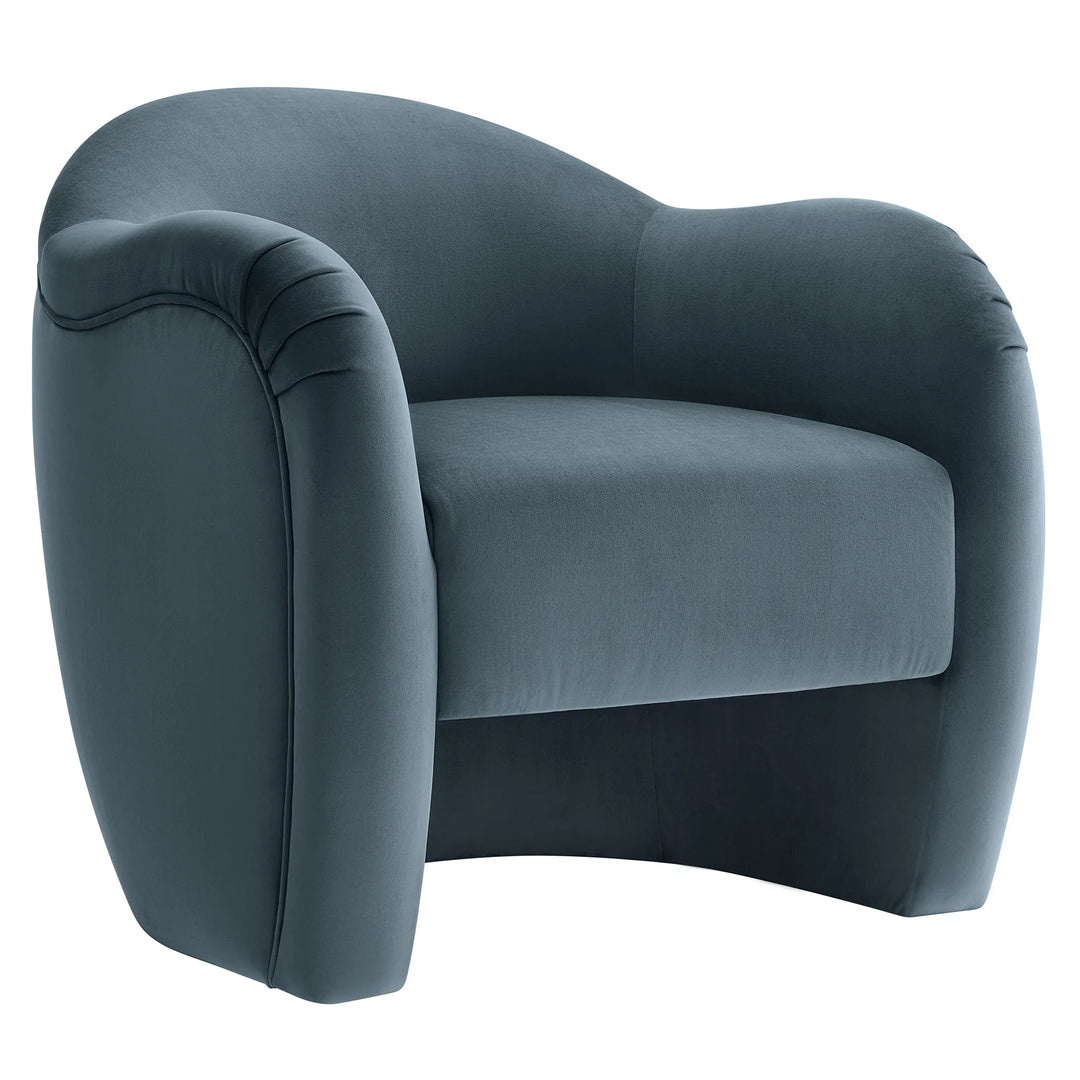 Silla de acento redondo de terciopelo azul Noemí.
