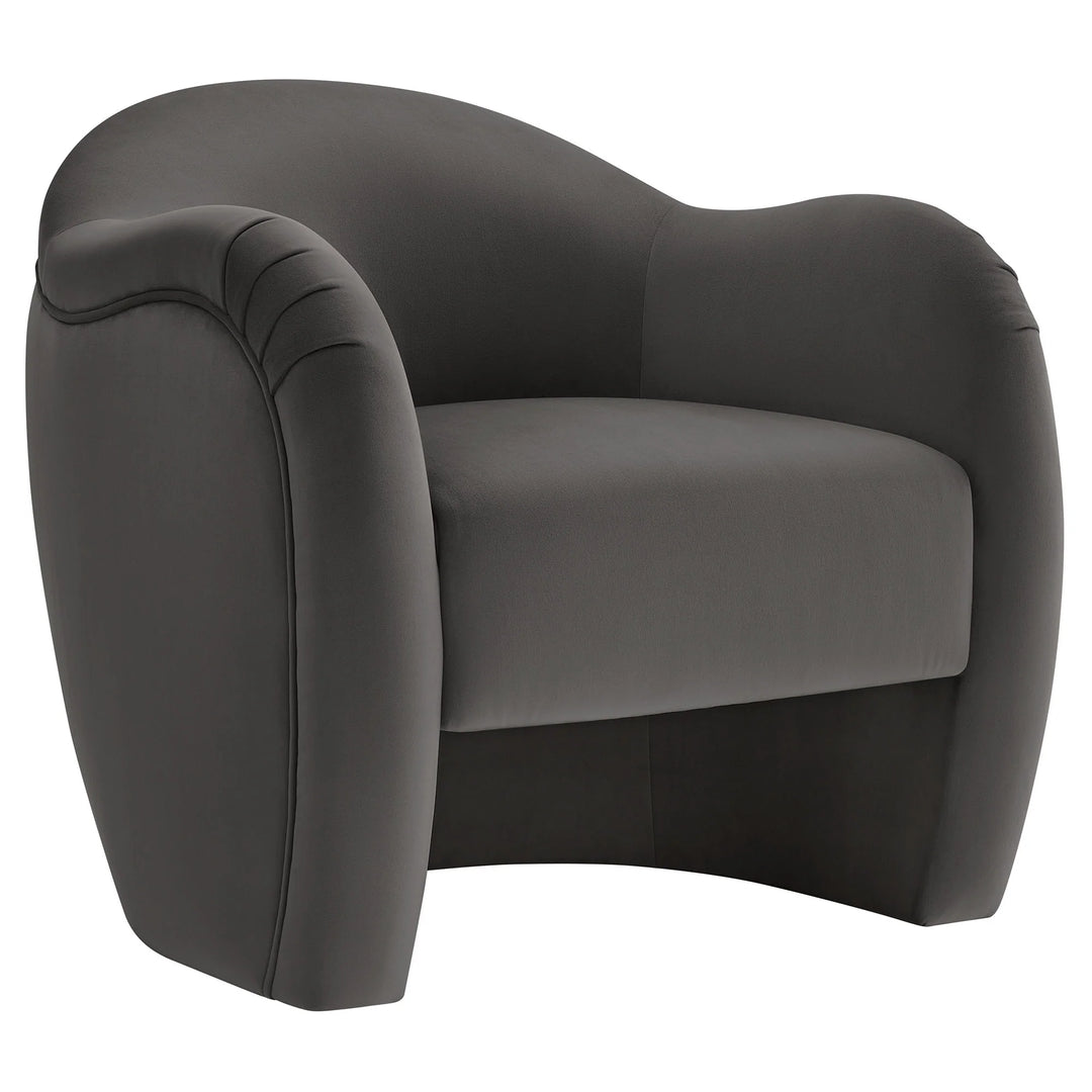 Silla de acento redondo de terciopelo gris Noemí.