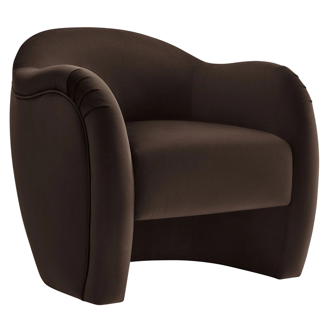 Silla de acento redondo de terciopelo marrón Noemí.