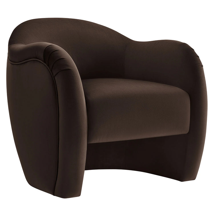 Silla de acento redondo de terciopelo marrón Noemí.