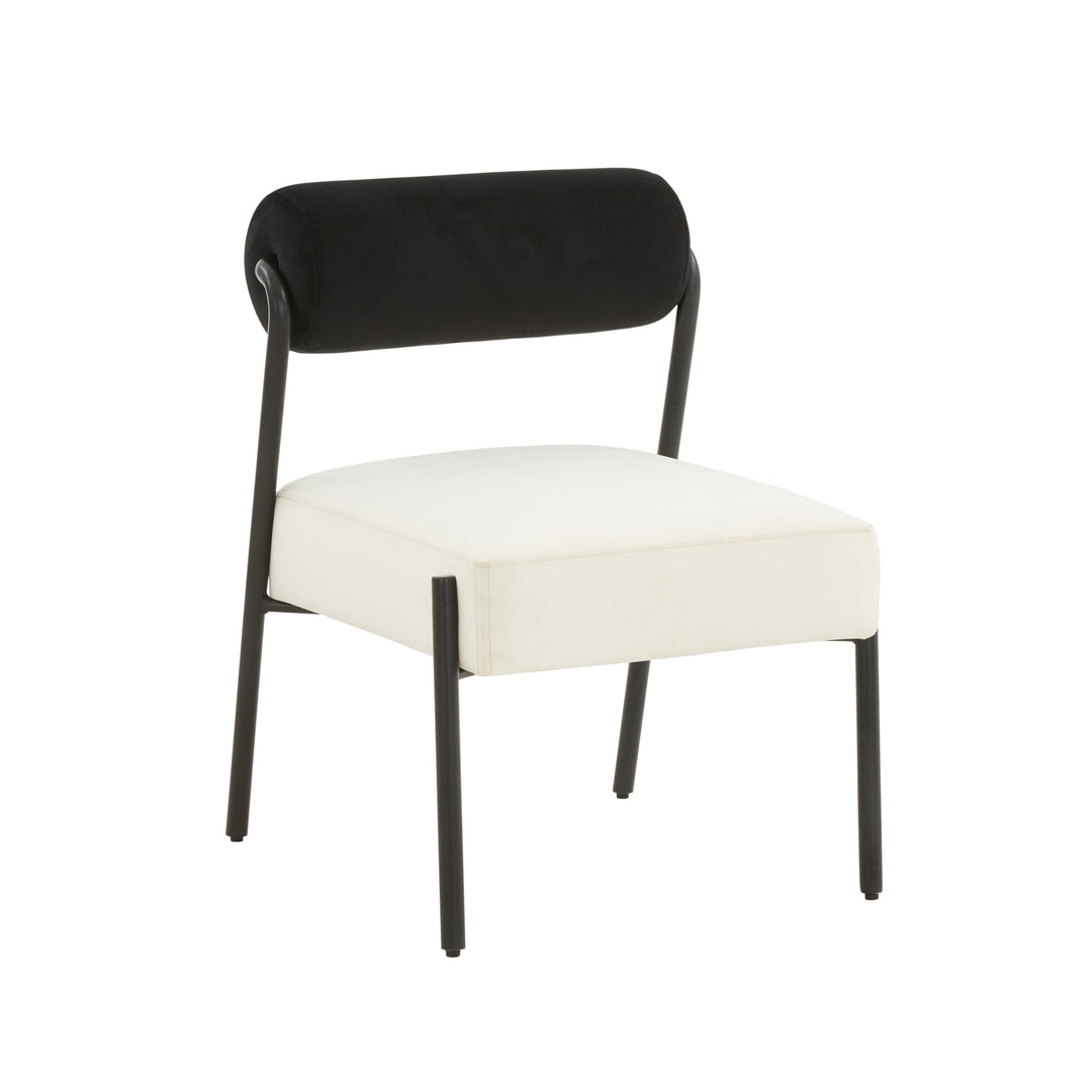 Silla de acento terciopelo crema y negro Joli.