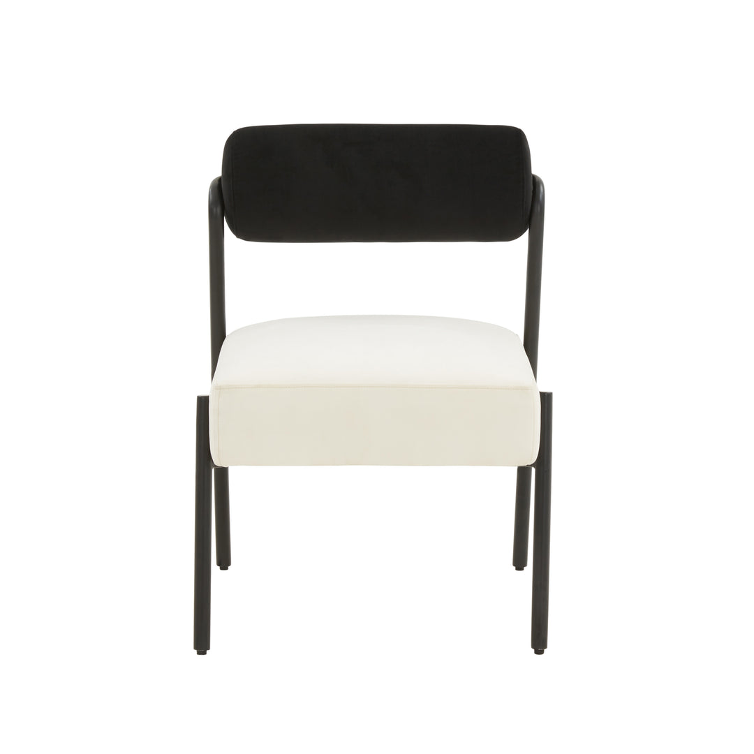 Silla de acento terciopelo negro y crema Joli