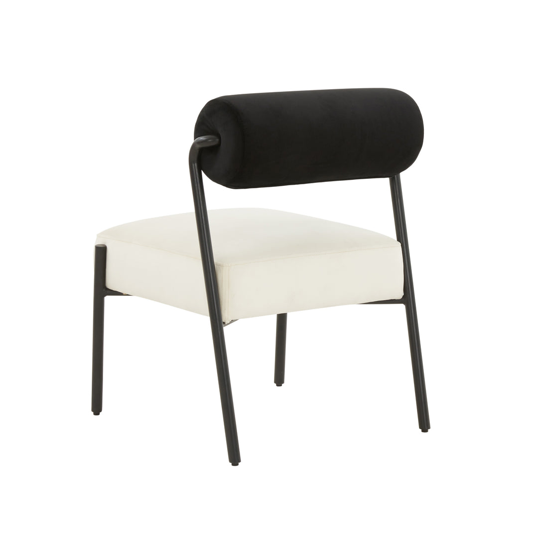 Silla de acento terciopelo negro y crema Joli