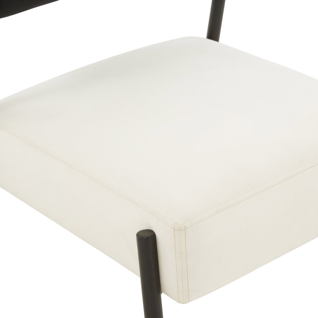 Silla de acento terciopelo negro y crema Joli