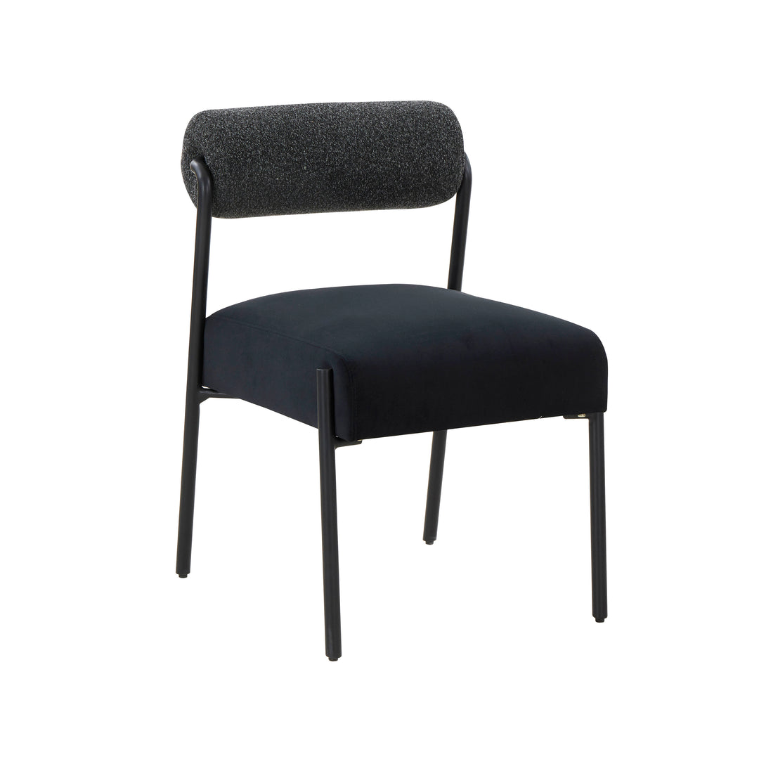 Silla de acento terciopelo negro y crema Joli