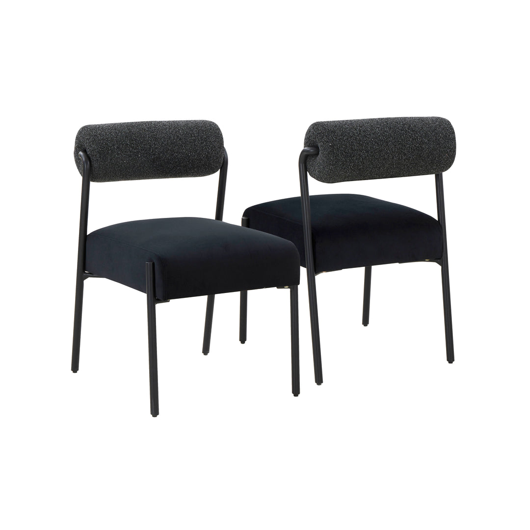 Silla de acento terciopelo negro Joli - juego de dos.