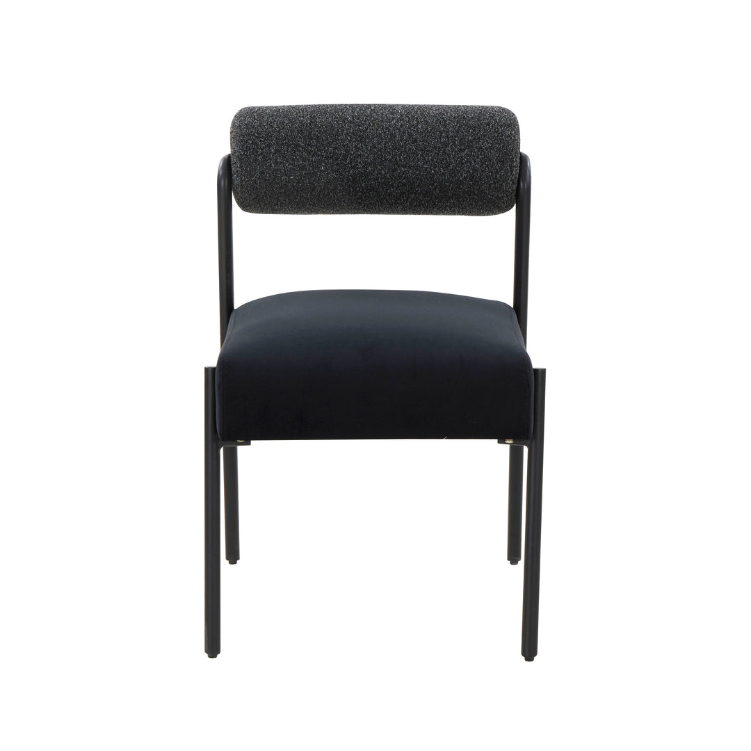 Silla de acento terciopelo negro y crema Joli