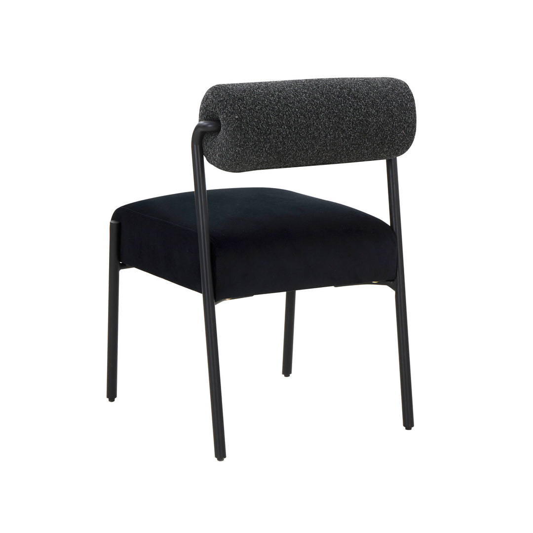 Silla de acento terciopelo negro y crema Joli