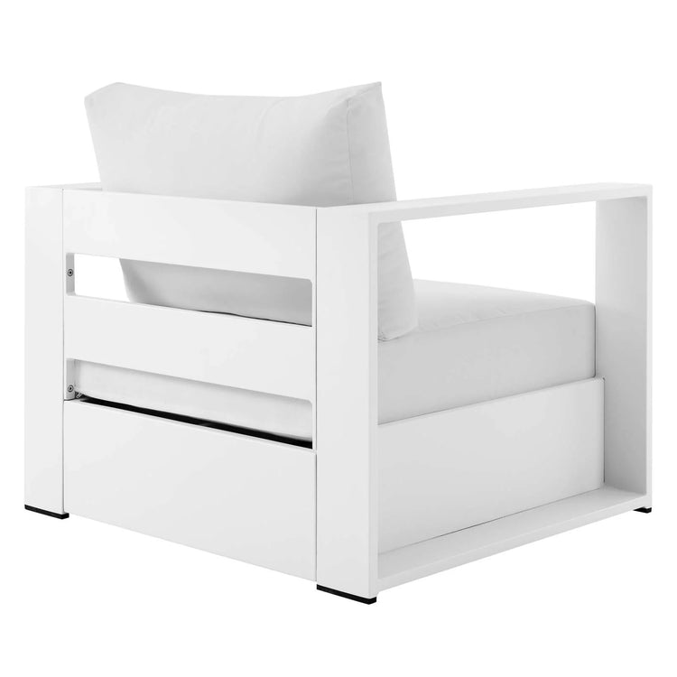 Silla de aluminio blanco y tela blanco para exteriores Neuba de espaldas.