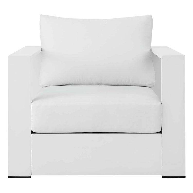 Silla de aluminio blanco y tela blanco para exteriores Neuba de frente.