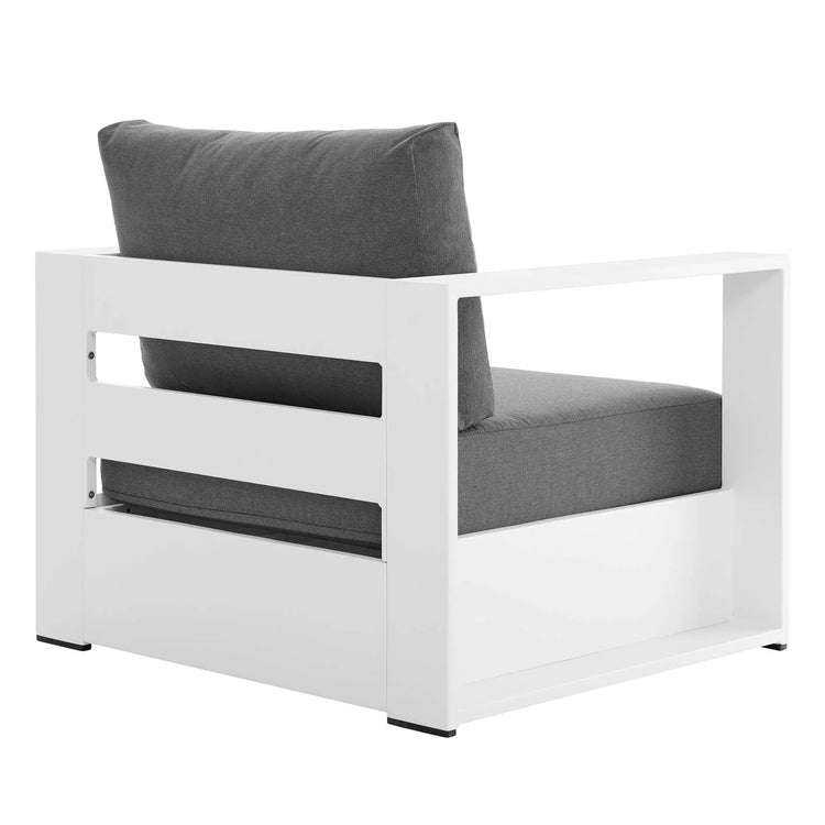 Silla de aluminio blanco y tela carbón para exteriores Neuba de espaldas.