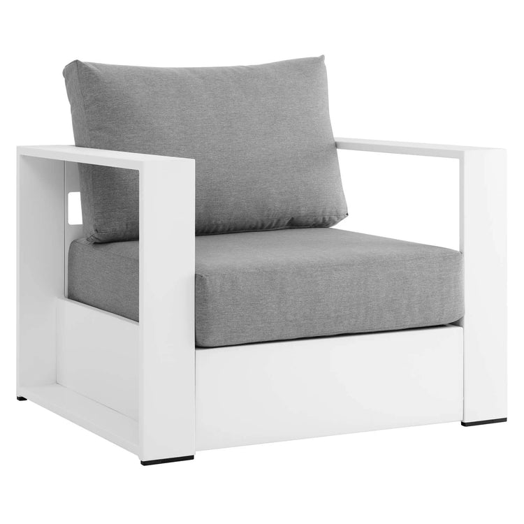 Silla de aluminio blanco y tela gris para exteriores Neuba.