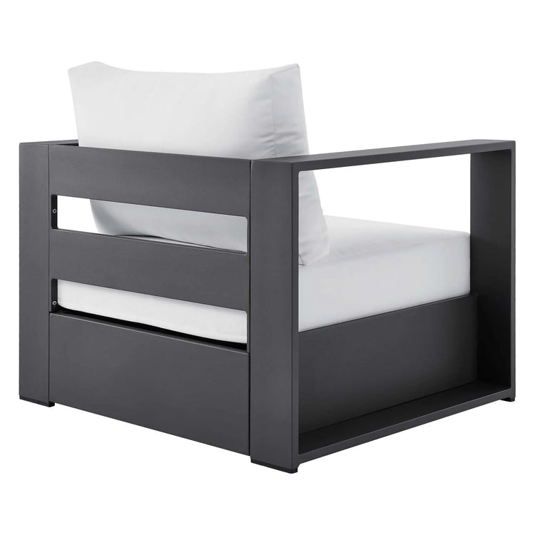 Silla de aluminio gris y tela blanco para exteriores Neuba de espaldas.