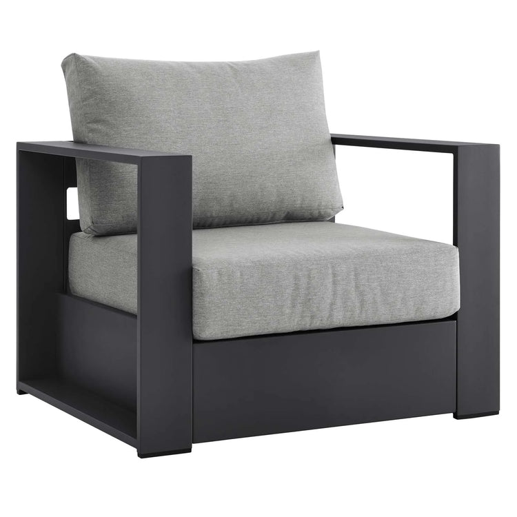 Silla de aluminio gris y tela gris para exteriores Neuba.
