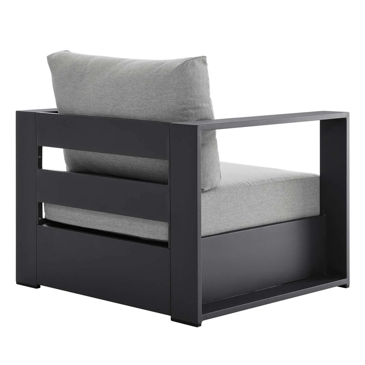 Silla de aluminio gris y tela gris para exteriores Neuba de espaldas.