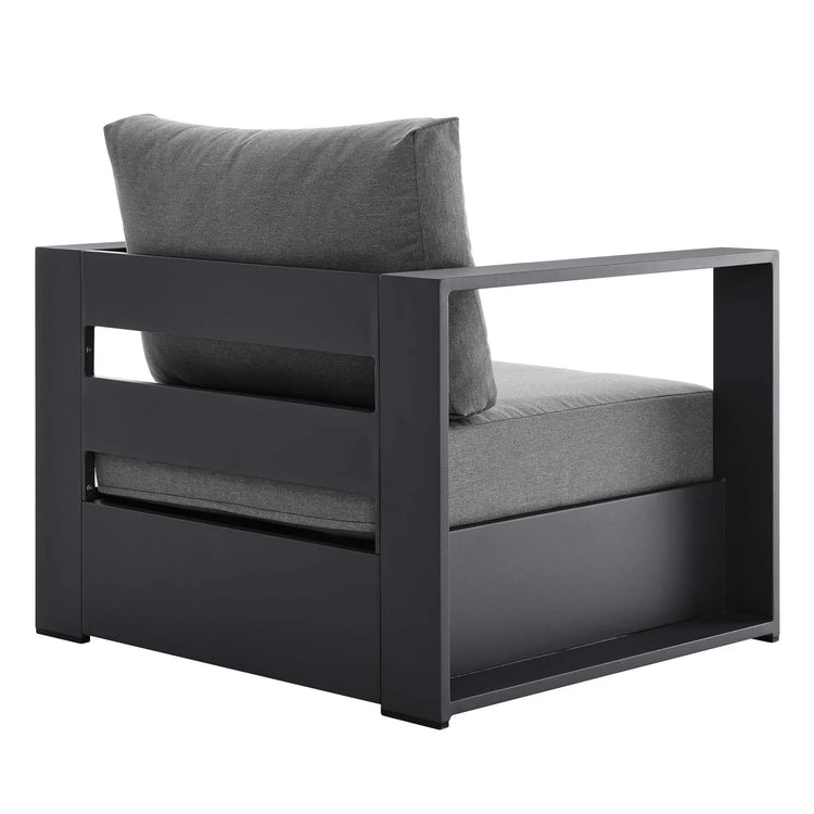 Silla de aluminio gris y tela carbón para exteriores Neuba de espaldas.