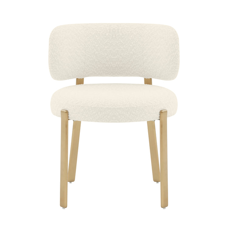 Silla de comedor de Boucle crema Robbie de frente.