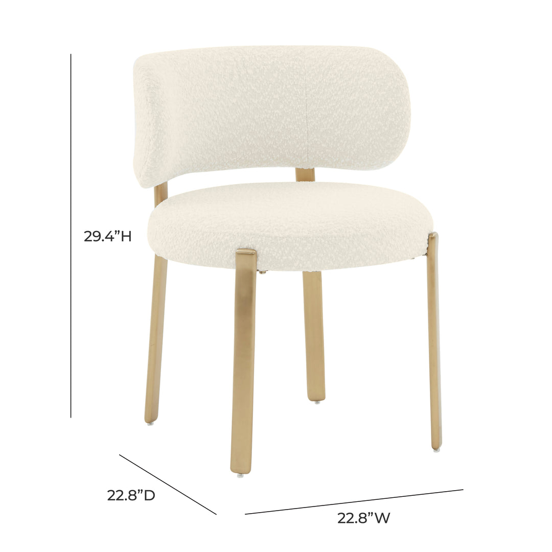 Silla de comedor de Boucle crema Robbie dimensiones.