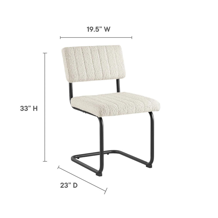 Silla de comedor de Boucle marfil Camilo dimensiones.