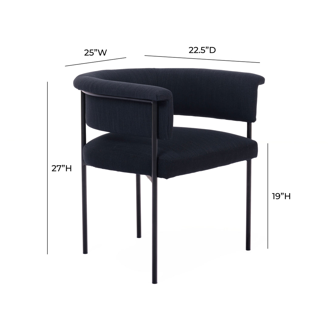 Silla de comedor de Lino negro Taine dimensiones.