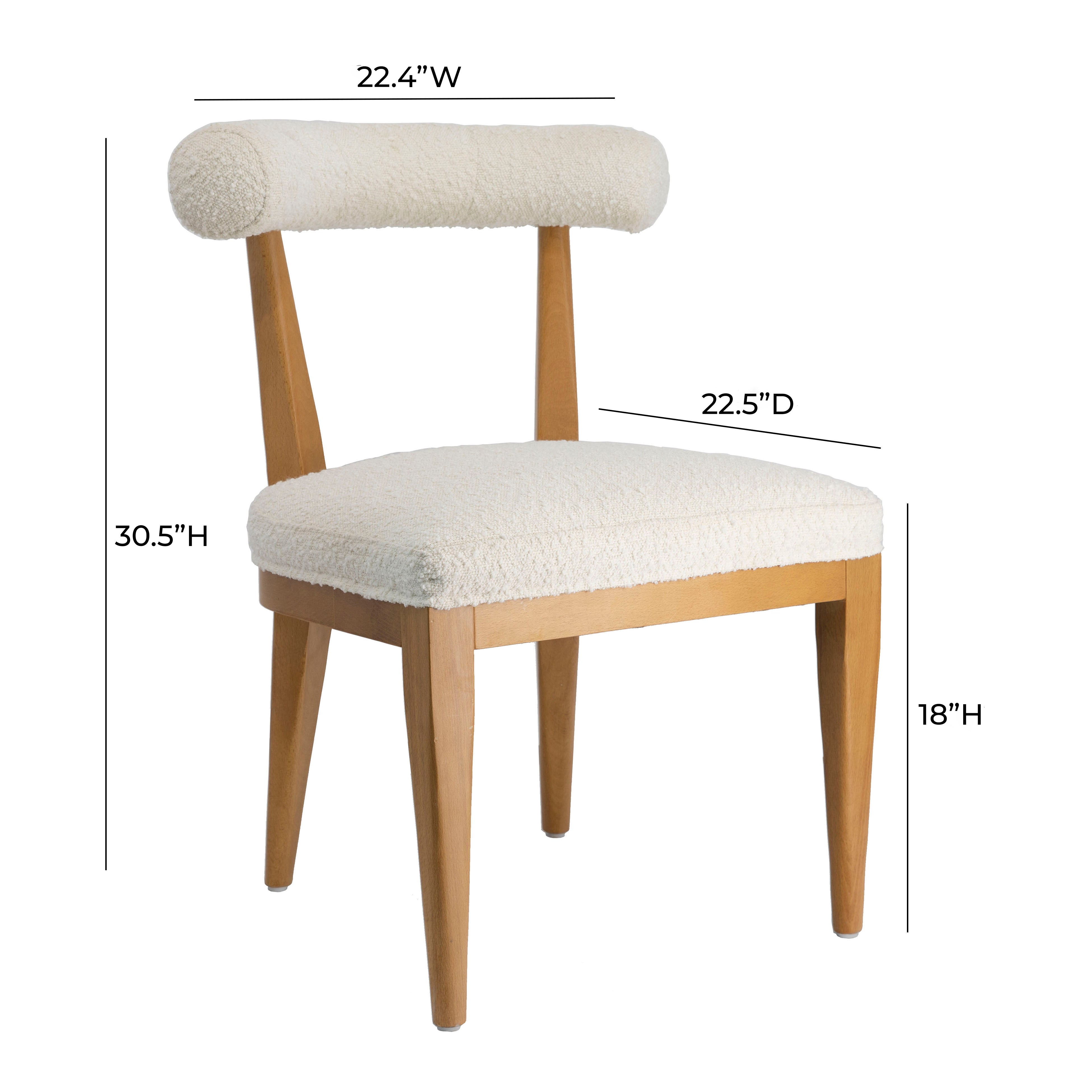 Silla de comedor de Madera y Boucle crema Livi dimensiones.