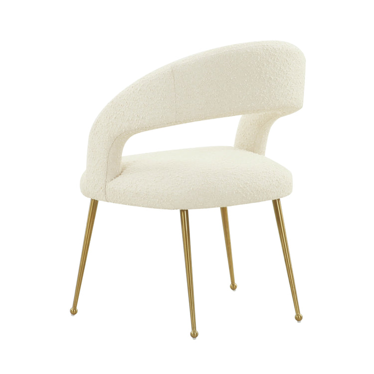 Silla de comedor de boucle crema Elya de atrás.