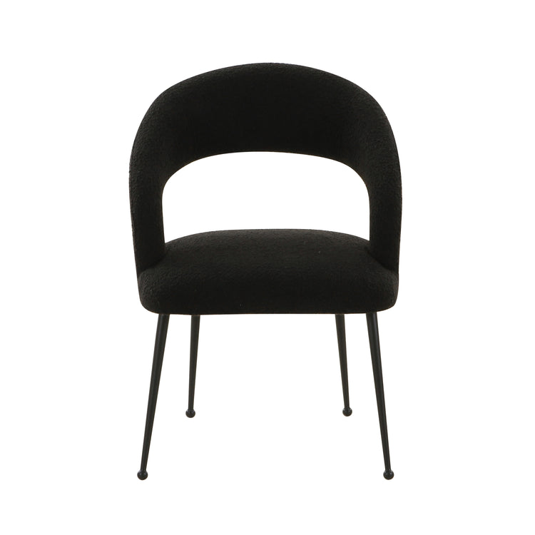 Silla de comedor de boucle negro Elya de frente.