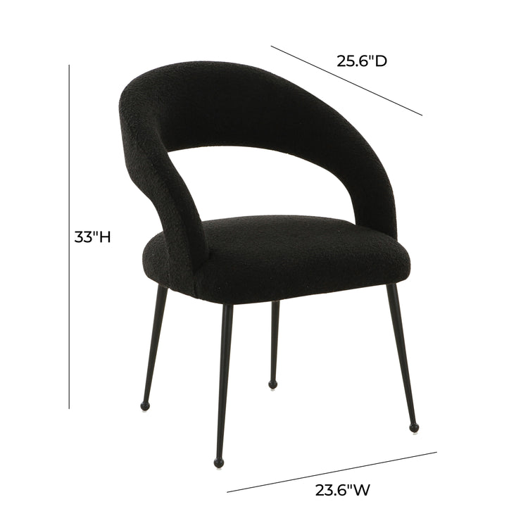 Silla de comedor de boucle negro Elya dimensiones.
