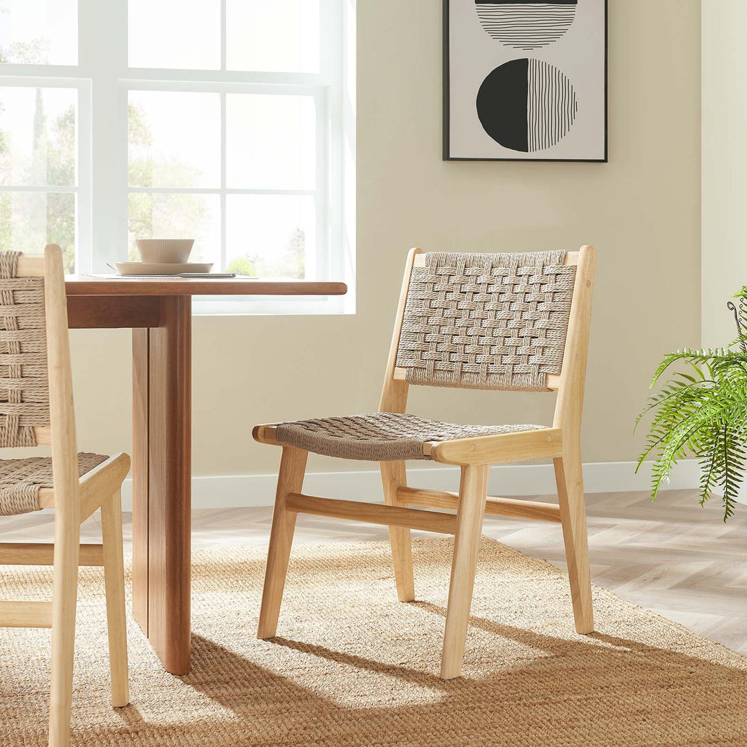 Sillas de comedor de madera y cuerda tejida Stephen - juego de 2