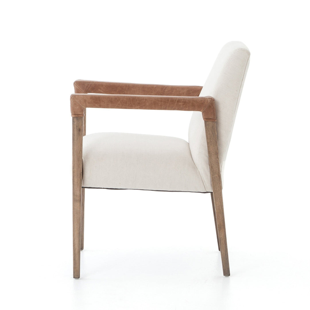 Silla de comedor de madera y piel sintética o tela Amal