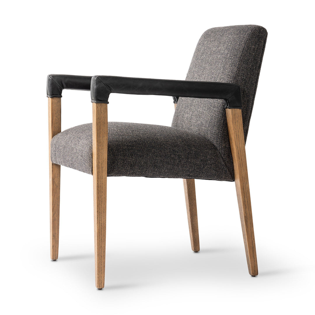 Silla de comedor de madera y piel sintética o tela Amal