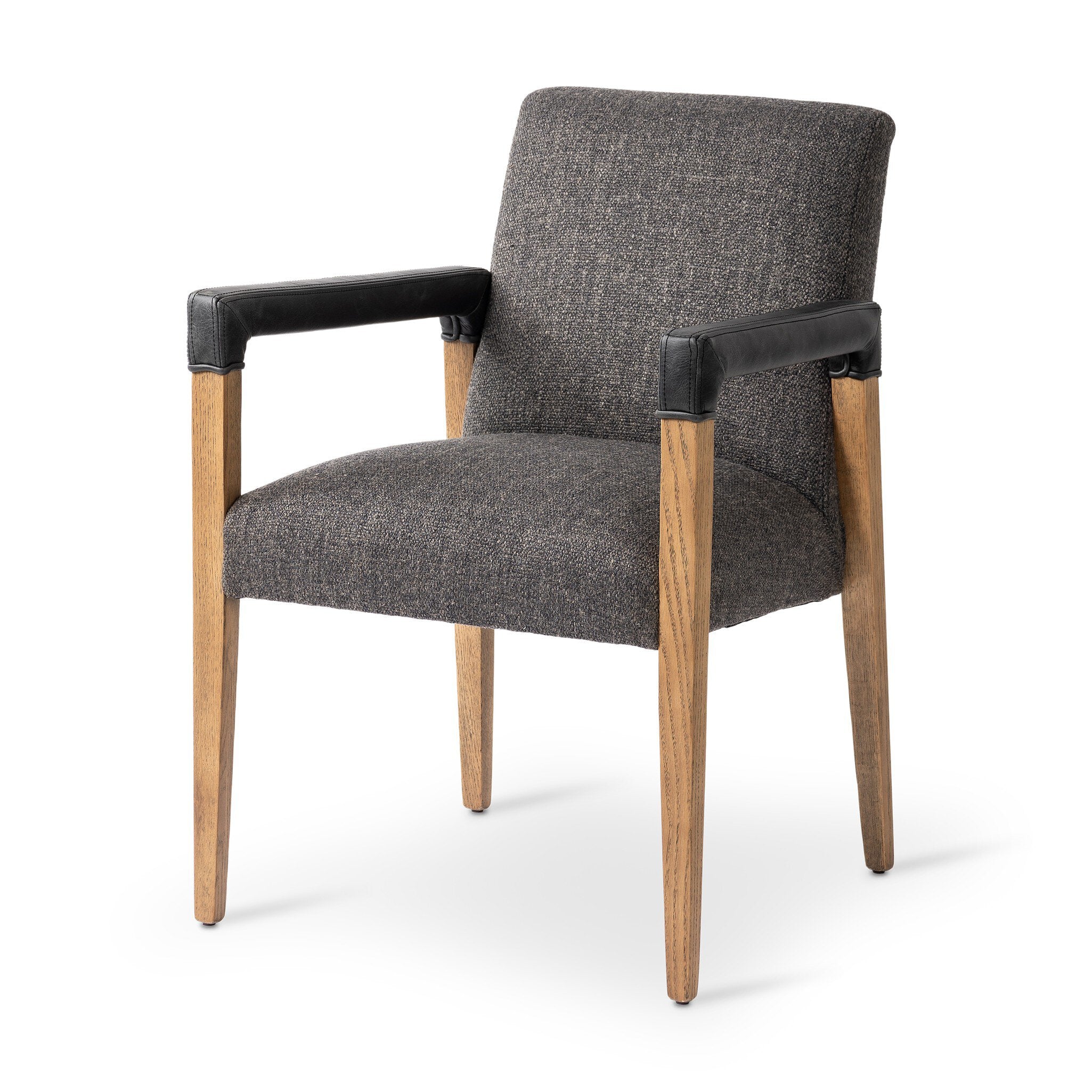Silla de comedor de madera y tela gris Amal.