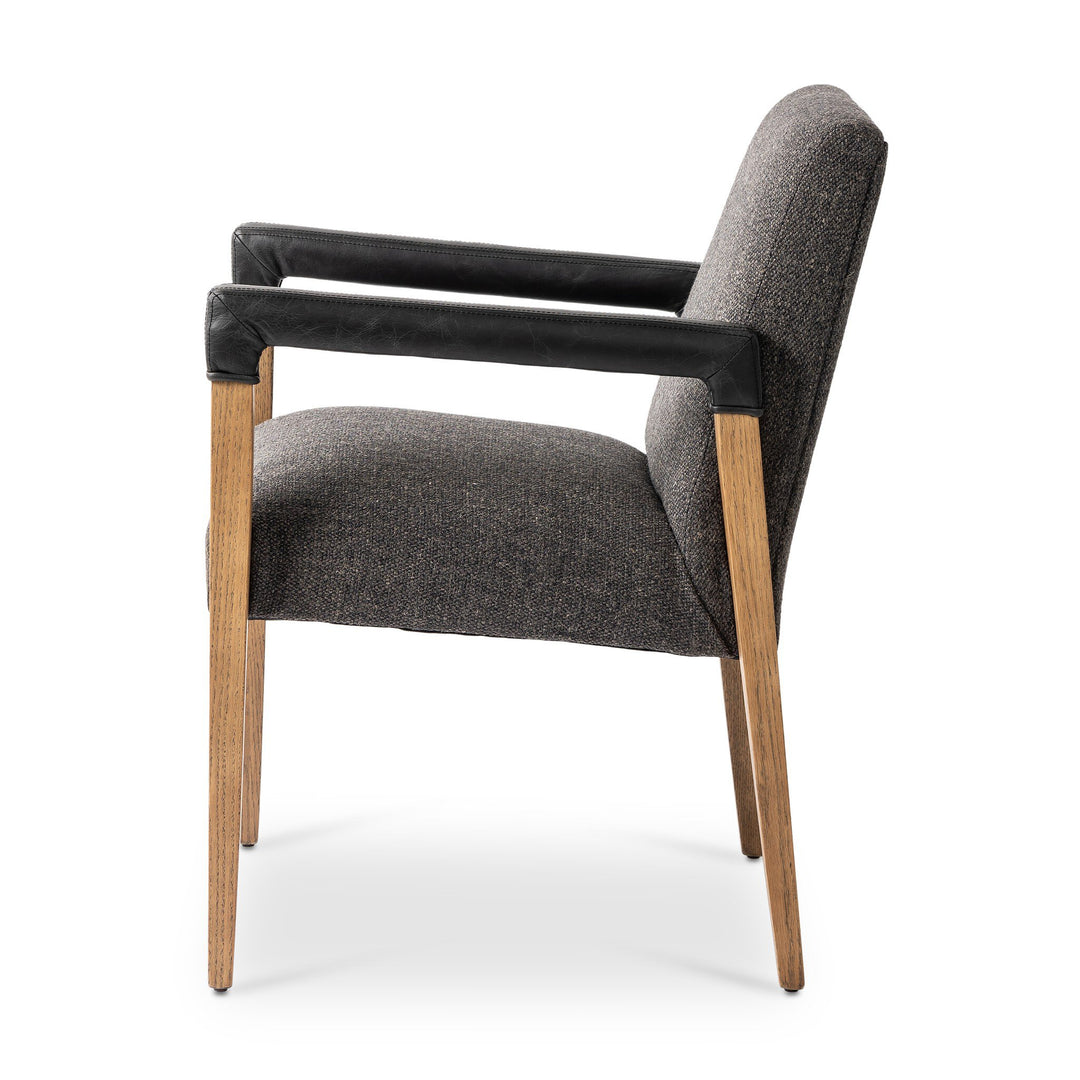 Silla de comedor de madera y piel sintética o tela Amal