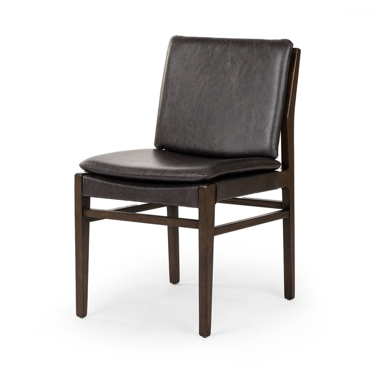 Silla de comedor de piel negro Tima.