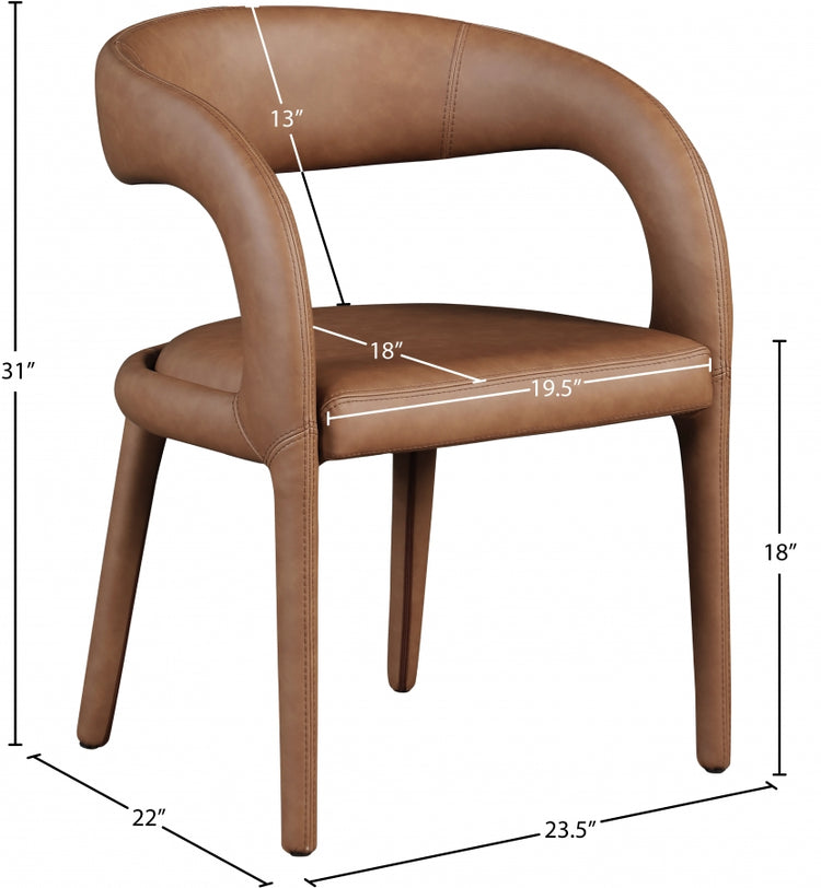 Silla de comedor de piel sintética color café Aress dimensiones.