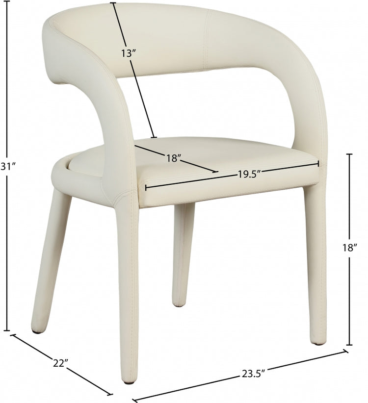 Silla de comedor de piel sintética color crema Aress dimensiones.