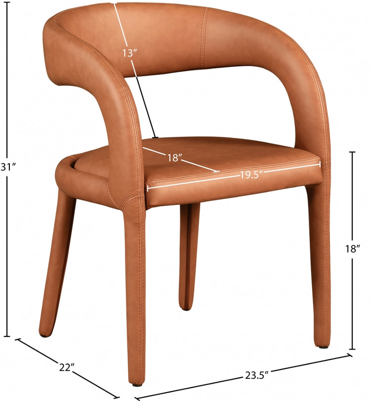 Silla de comedor de piel sintética color marrón Aress dimensiones.