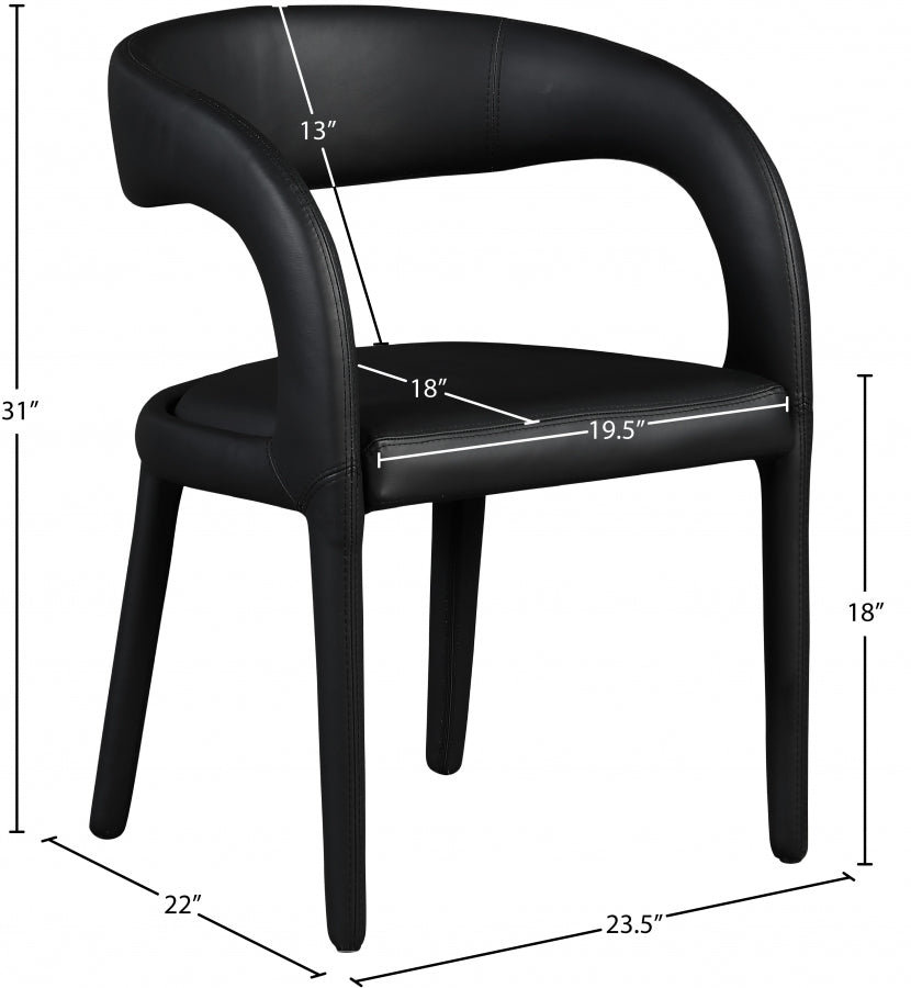 Silla de comedor de piel sintética negra Aress dimensiones.