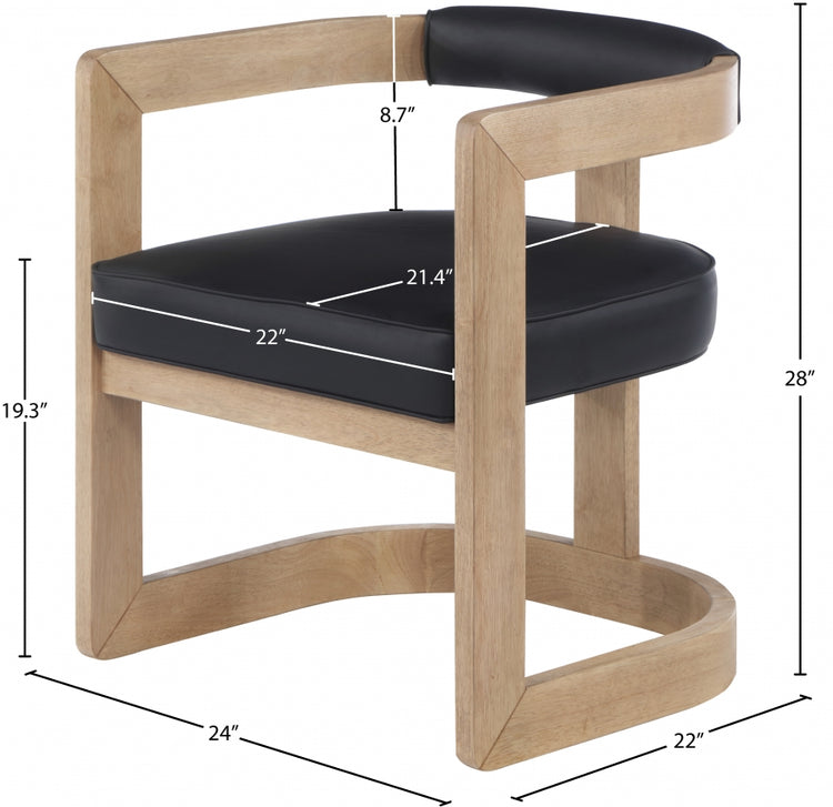 Silla de comedor de piel sintética negra Nati con marco de madera maciza natural dimensiones.