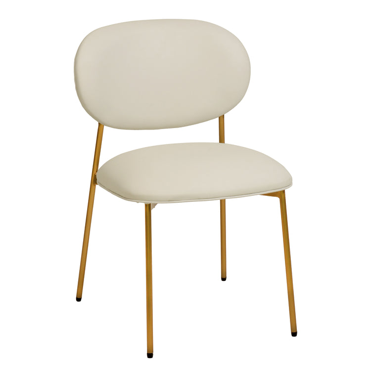 Silla de comedor de piel vegana color crema Adnane - juego de dos.