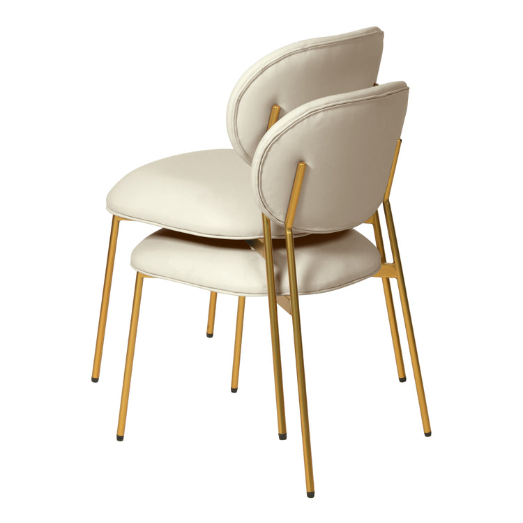 Silla de comedor de piel vegana color crema Adnane - juego de dos encimables.
