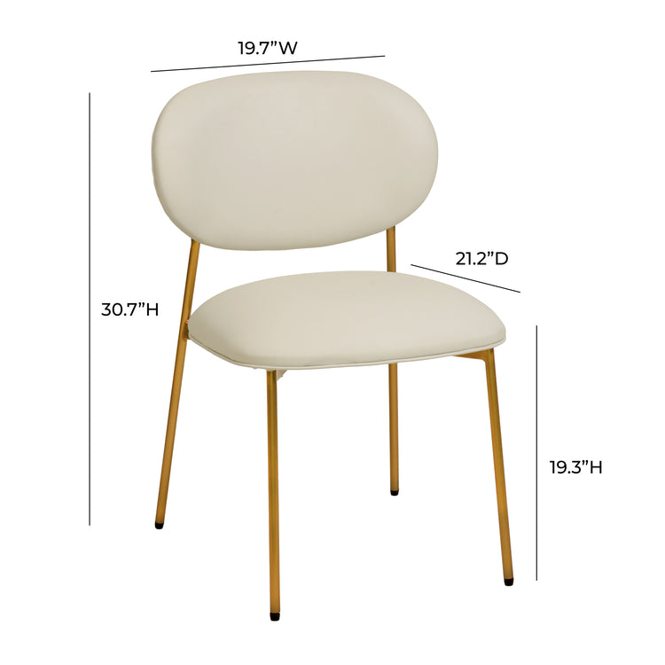 Silla de comedor de piel vegana color crema Adnane - juego de dos dimensiones.