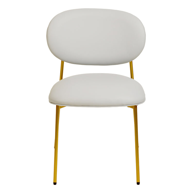 Silla de comedor de piel vegana color gris claro Adnane - juego de dos de frente.