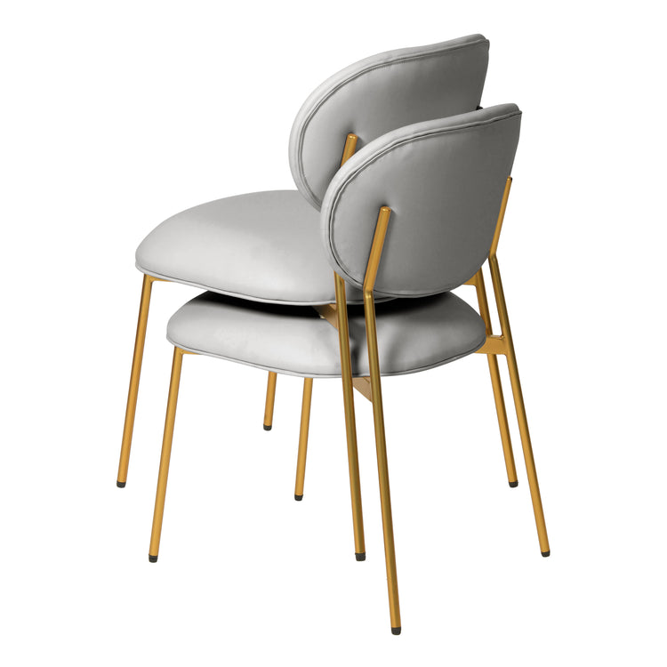 Silla de comedor de piel vegana color gris claro Adnane - juego de dos encimables.