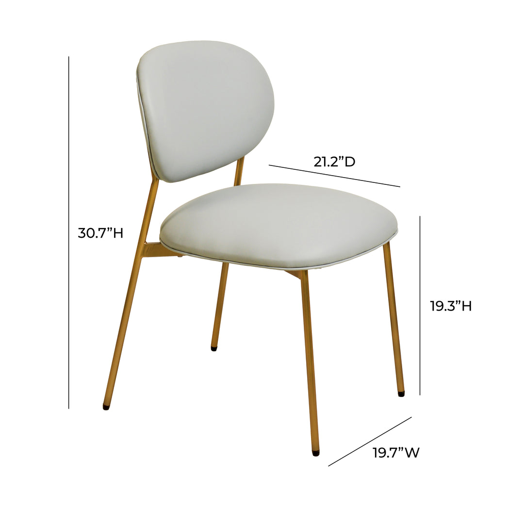 Silla de comedor de piel vegana color gris claro Adnane - juego de dos dimensiones.