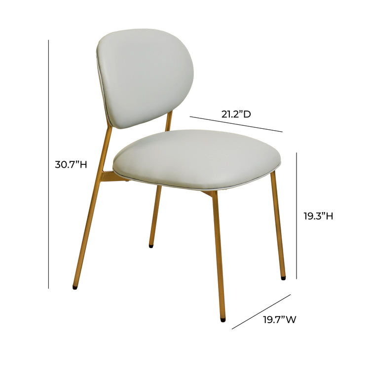 Silla de comedor de piel vegana color gris claro Adnane - juego de dos dimensiones.