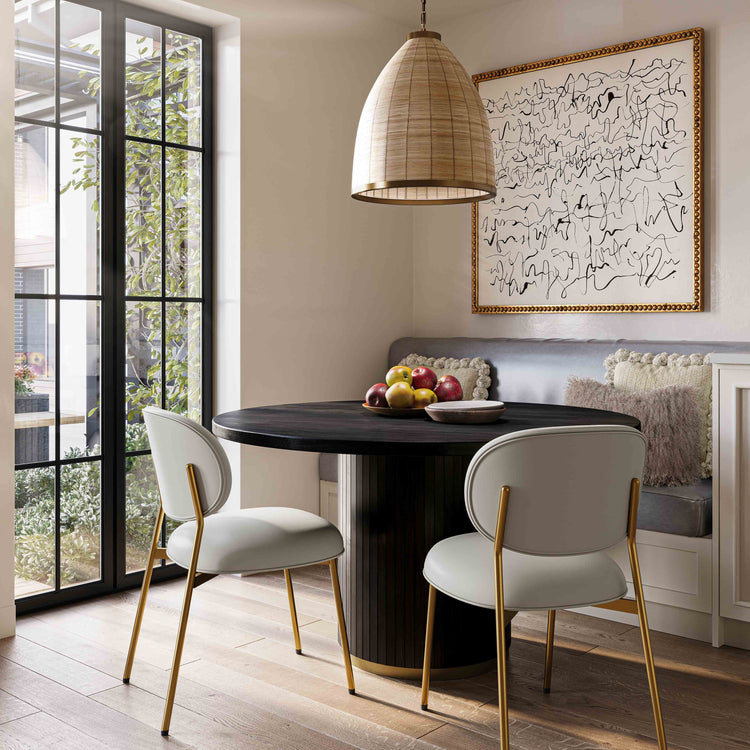 Silla de comedor de piel vegana color gris claro Adnane - juego de dos en comedor negro Cheryl MCCH-01.