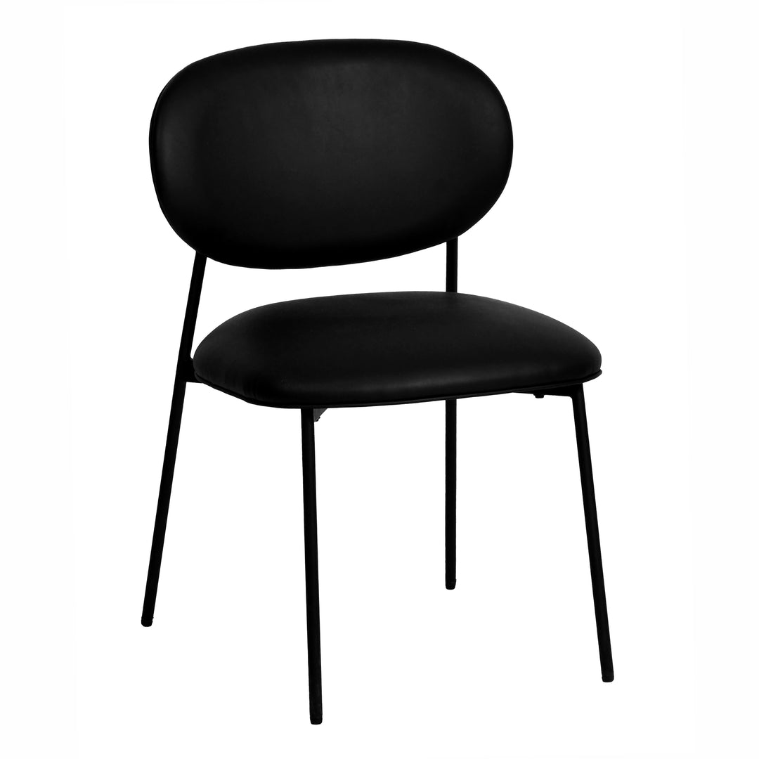 Silla de comedor de piel vegana color negra Adnane - juego de dos.