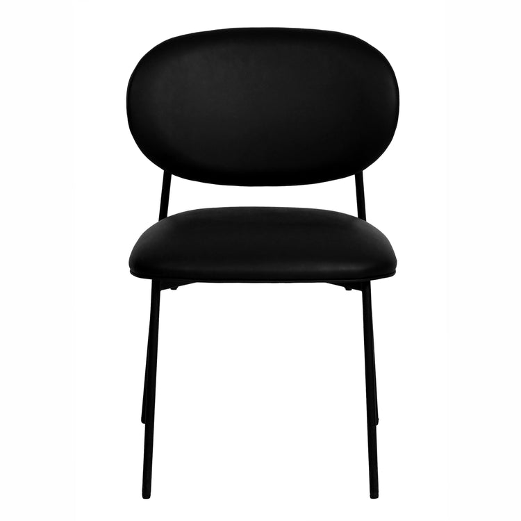 Silla de comedor de piel vegana color negra Adnane - juego de dos de frente.