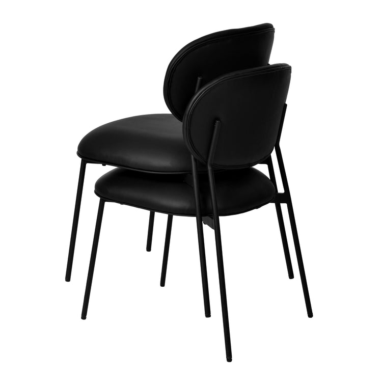 Silla de comedor de piel vegana color negra Adnane - juego de dos encimables.